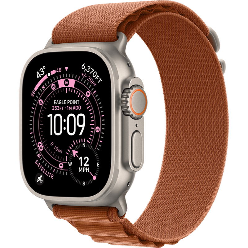 Apple Watch Ultra 3 GPS + Cellular 49mm Natural Titanium Case with Terra Cotta Alpine Loop - Large (MF1V4+MFTD4)
