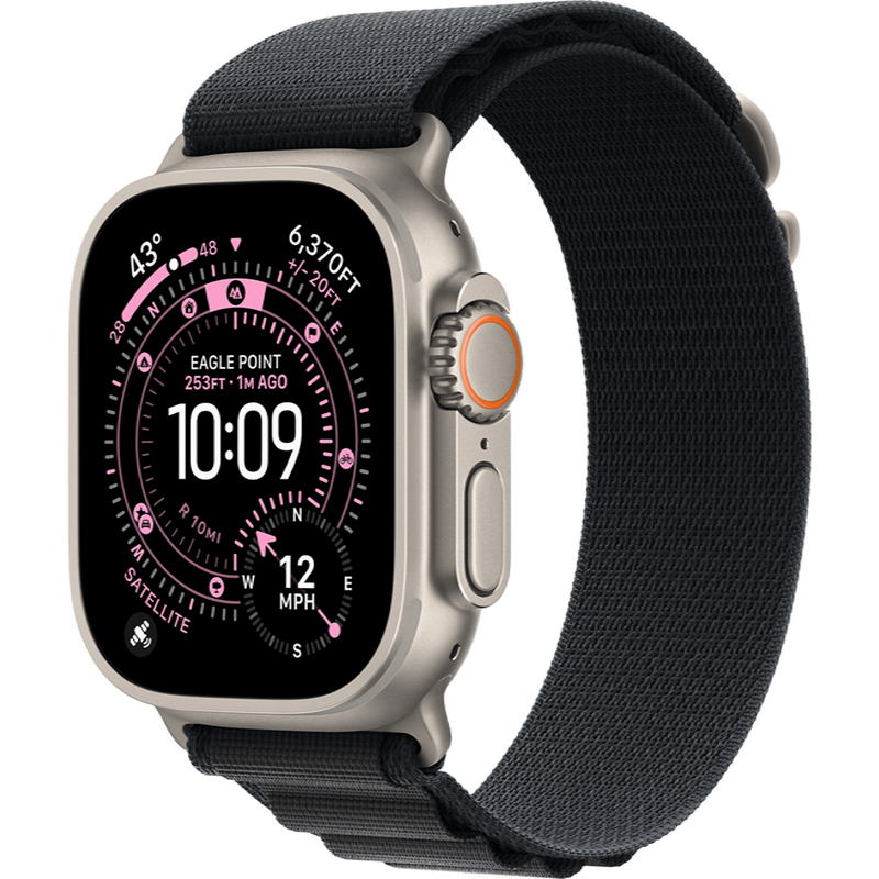 Apple Watch Ultra 3 GPS + Cellular 49mm Natural Titanium Case with Black Alpine Loop - Large (MF1V4+MFTG4)