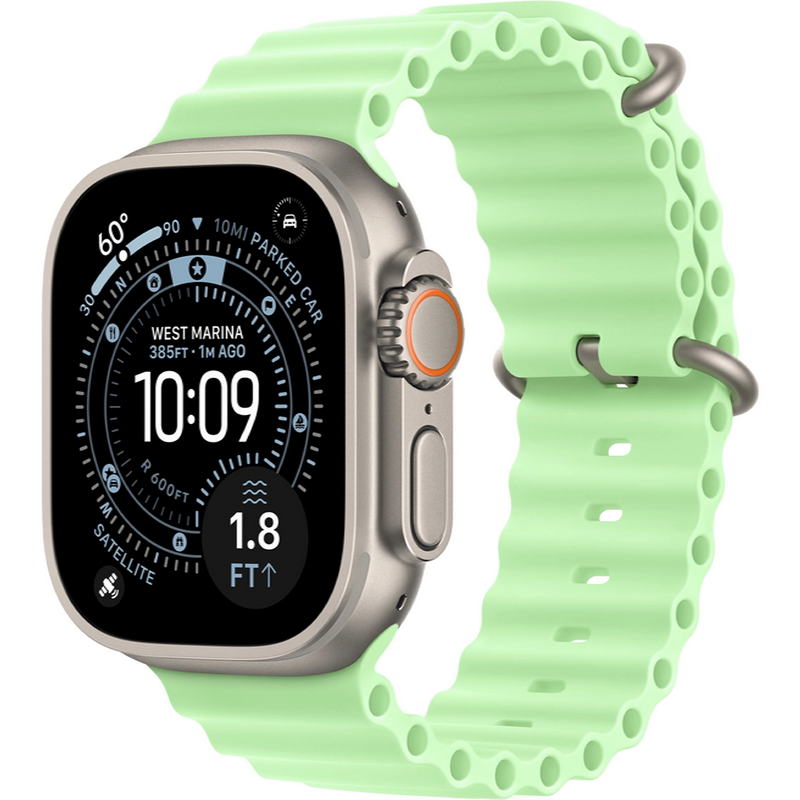 Apple Watch Ultra 3 GPS + Cellular 49mm Natural Titanium Case with Neon Green Ocean Band (MF1V4+MGCF4)