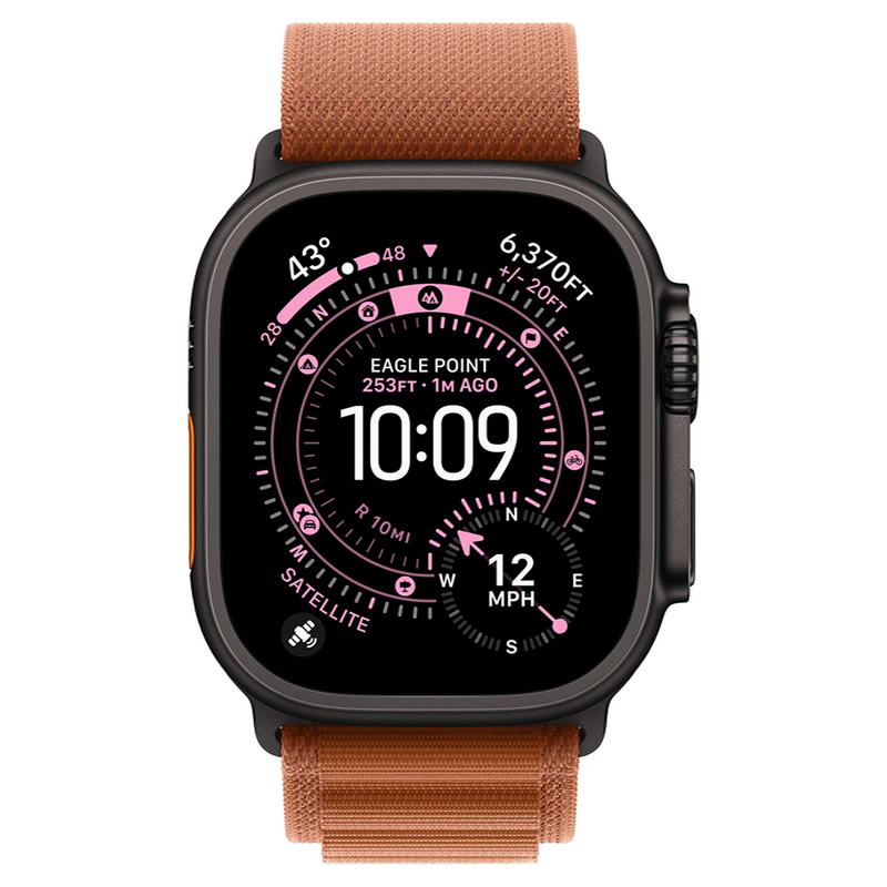 Apple Watch Ultra 3 GPS + Cellular 49mm Black Titanium Case with Terra Cotta Alpine Loop - Large (MF254+MG9F4) - фото 1