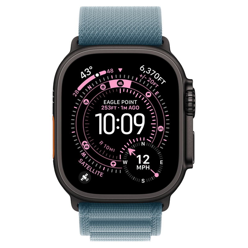 Apple Watch Ultra 3 GPS + Cellular 49mm Black Titanium Case with Light Blue Alpine Loop - Large (MF254+MG9M4) - фото 1