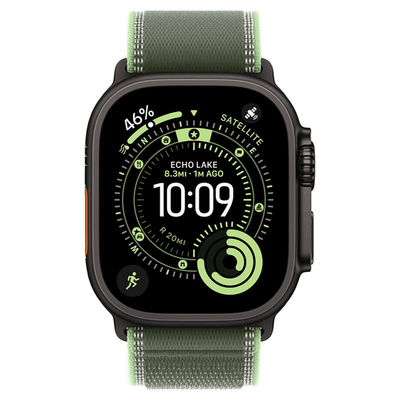Apple Watch Ultra 3 GPS + Cellular 49mm Black Titanium Case with Green/Neon Trail Loop - M/L (MF254+MG9P4) - фото 1