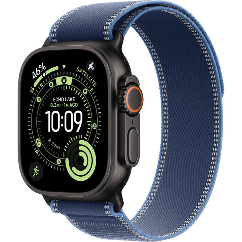 Apple Watch Ultra 3 GPS + Cellular 49mm Black Titanium Case with Blue/Bright Blue Trail Loop - S/M (MF254+MG9Q4)