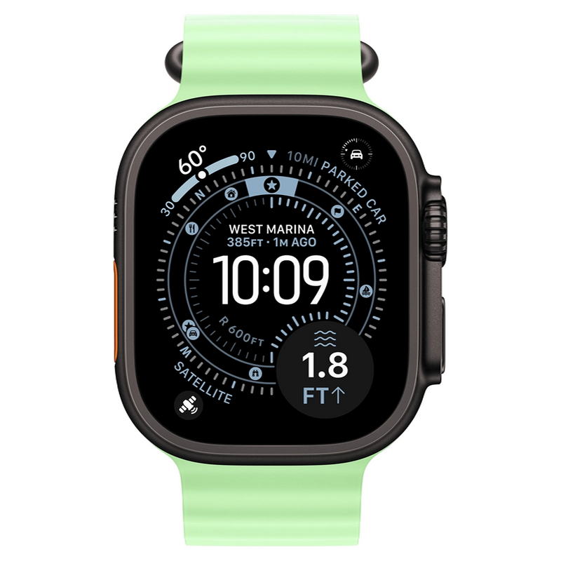 Apple Watch Ultra 3 GPS + Cellular 49mm Black Titanium Case with Neon Green Ocean Band (MF254+MGCL4) - фото 1 Apple Watch Ultra 3 GPS + Cellular 49mm Black Titanium Case with Neon Green Ocean Band (MF254+MGCL4) - фото 1
