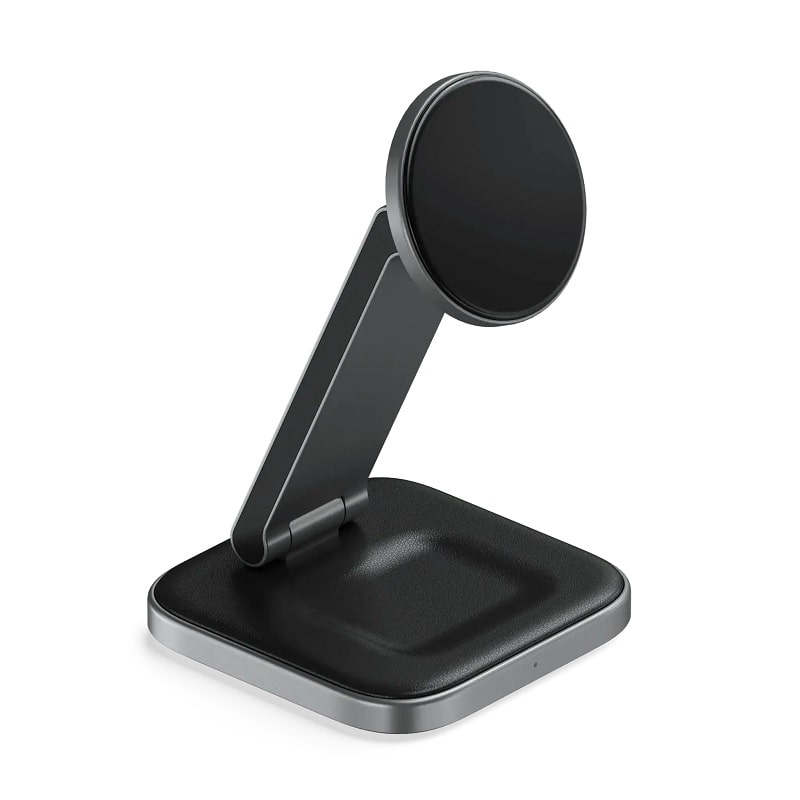 Беспроводное зарядное устройство Satechi 2-in-1 Foldable Qi2 Wireless Charging Stand Space Gray (ST-Q21FM)