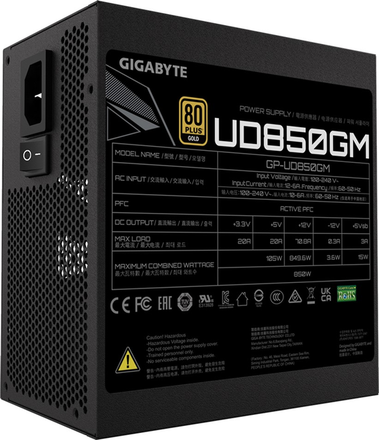Блок живлення GIGABYTE UD850GM (GP-UD850GM) - фото 2 Блок живлення GIGABYTE UD850GM (GP-UD850GM) - фото 2