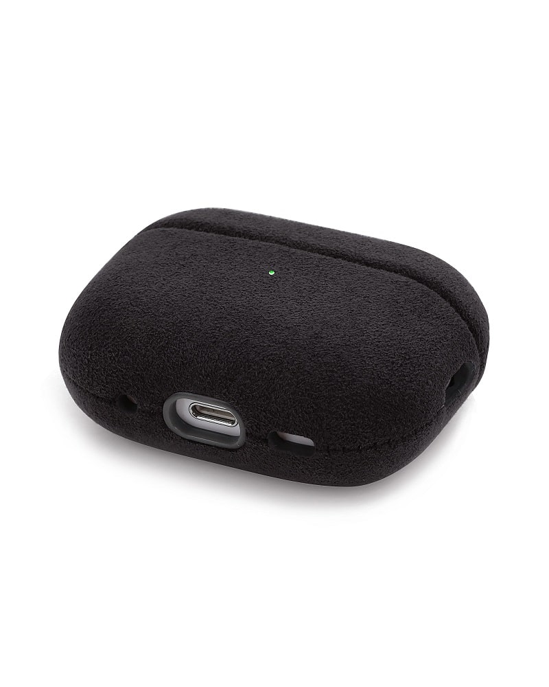 Чехол Alcantara Case for Apple for AirPods 4 с карабином (black) - фото 1 Чехол Alcantara Case for Apple for AirPods 4 с карабином (black) - фото 1