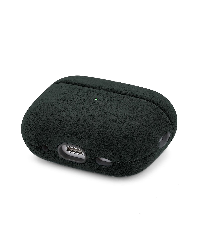 Чехол Alcantara Case for Apple for AirPods 4 с карабином (green) - фото 1