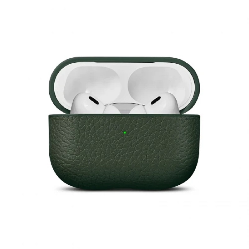 Чехол Leather Croco AirPods 4 (dark green)