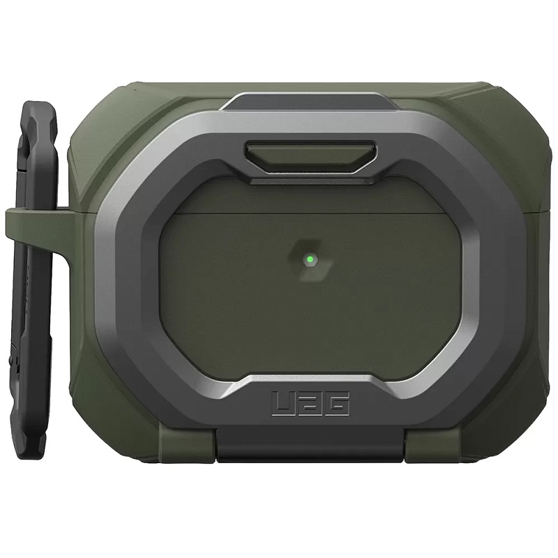 Чехол UAG для AirPods Pro (Gen 3, 2025) with Built-in Phone Stand Monarch Olive Drab/Silver (104131117233)