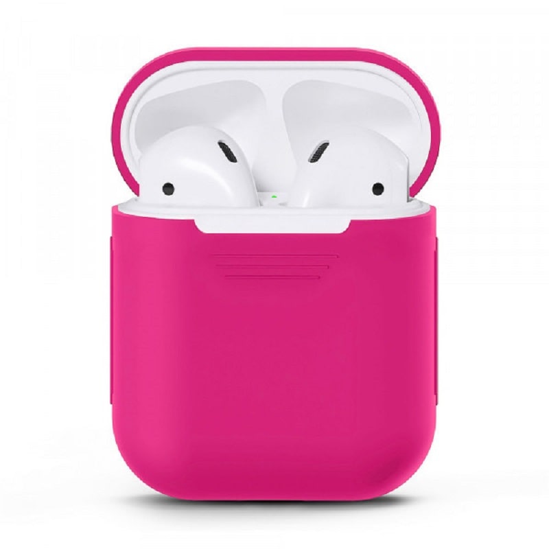 Чехол Silicone case Full AirPods 1/2 elektric pink