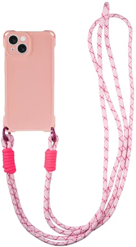 Чехол TPU CrossBody with straps для Apple iPhone 15 (6.1") (Pink)