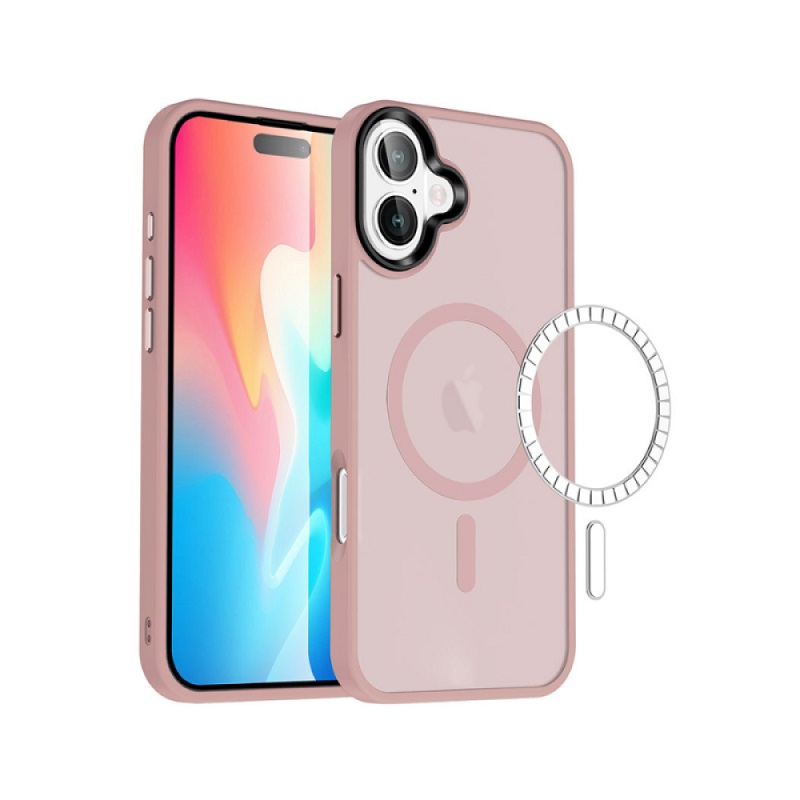 Чехол TPU+PC Metal Buttons with MagSafe Apple iPhone 16 Plus (6.7") Pink