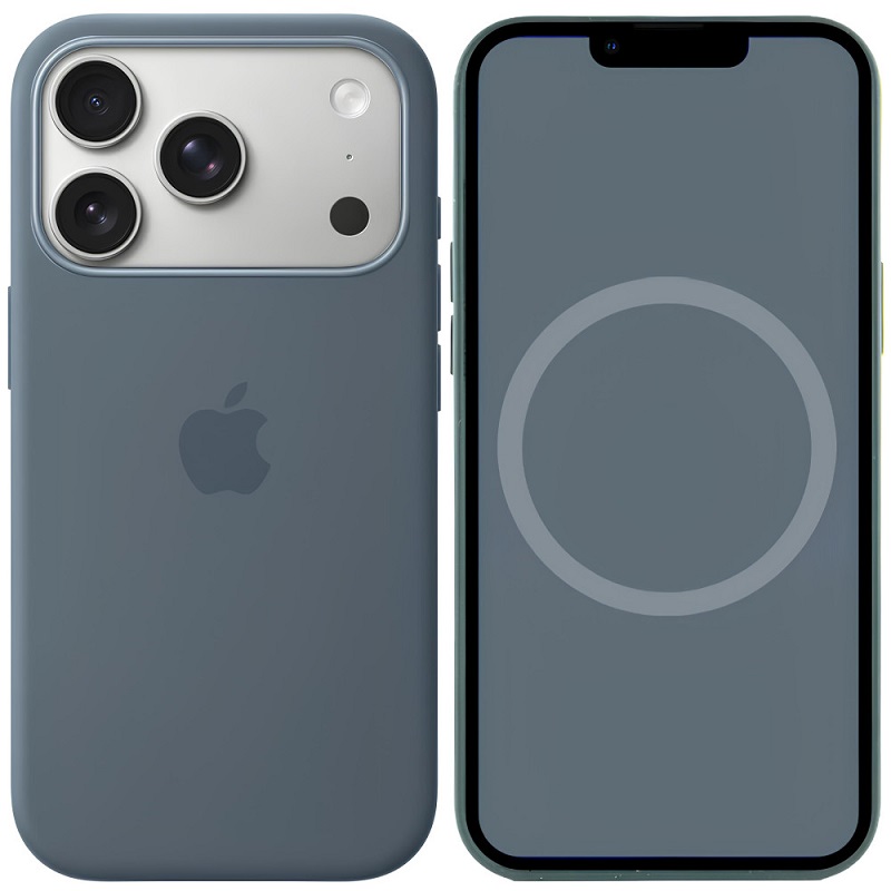 Чохол Silicone Case with MagSafe + Button iPhone 17 Pro Max Anchor blue