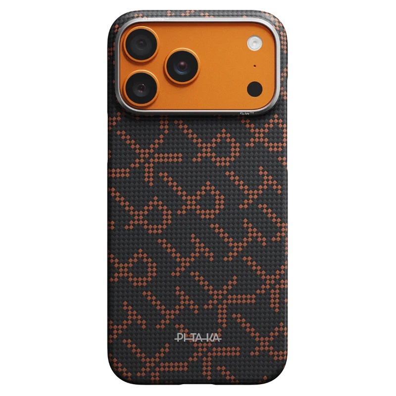 Чехол Pitaka Edge Ultra-Slim Case Monogram Black/Orange for iPhone 17 Pro (KI1704PTK)