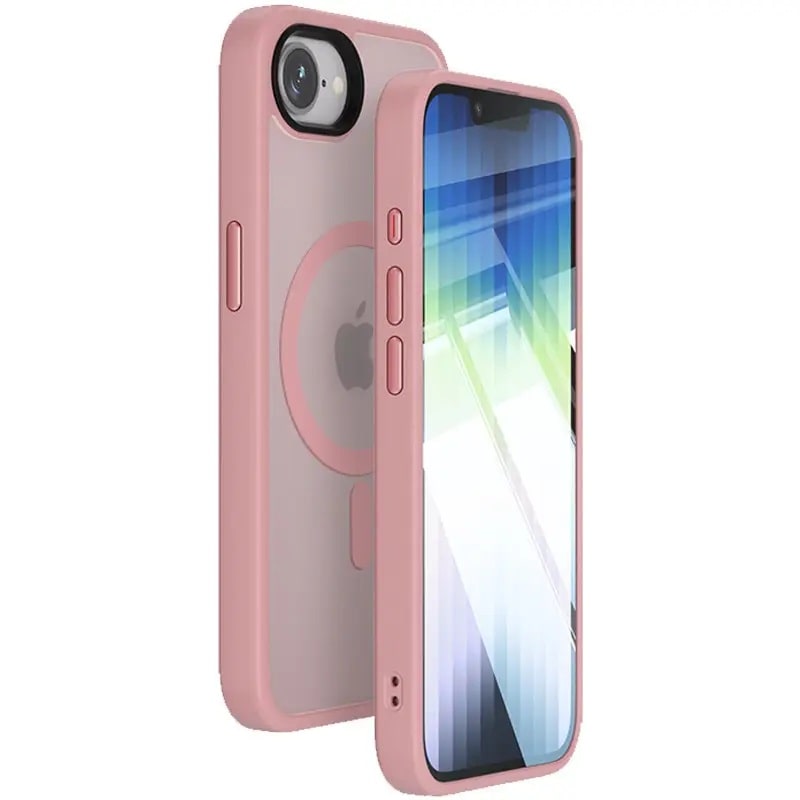 Чохол TPU+PC Metal Buttons with MagSafe Colorful для Apple iPhone 16e (6.1") (Рожевий / Pink)