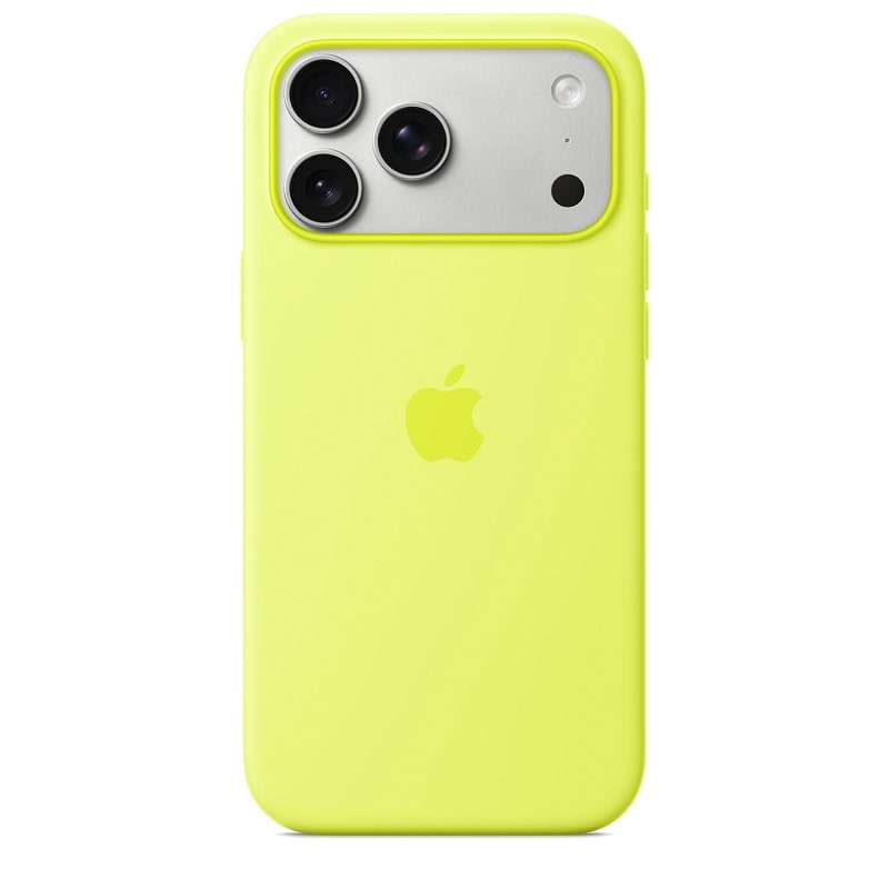 Чохол Silicone Case with MagSafe + Button iPhone 17 Pro Max Neon Yellow