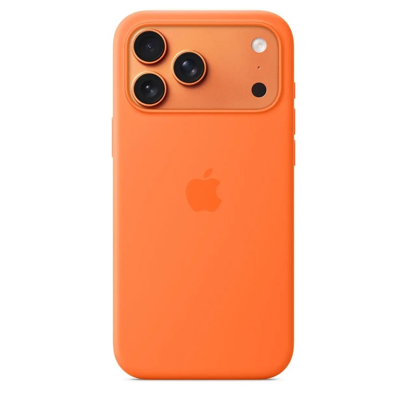 Чехол Silicone Case with MagSafe + Button iPhone 17 Pro Max Orange