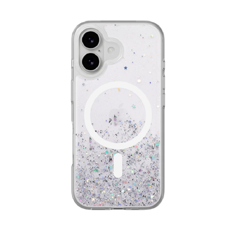 Чохол SwitchEasy Starfield M 3D Glitter Case with MagSafe for iPhone 17, Transparent/White Ring