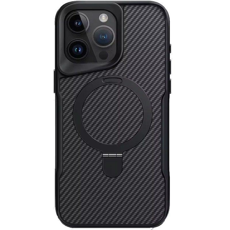 Чохол TPU+PC Metal Buttons with MagSafe iPhone Carbon Ring для Apple iPhone 15 Pro Max (6.7") (Чорний)