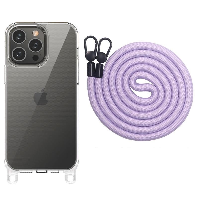 Чохол TPU Transparent with Straps для Apple iPhone 14 Pro (6.1") (Light Purple)