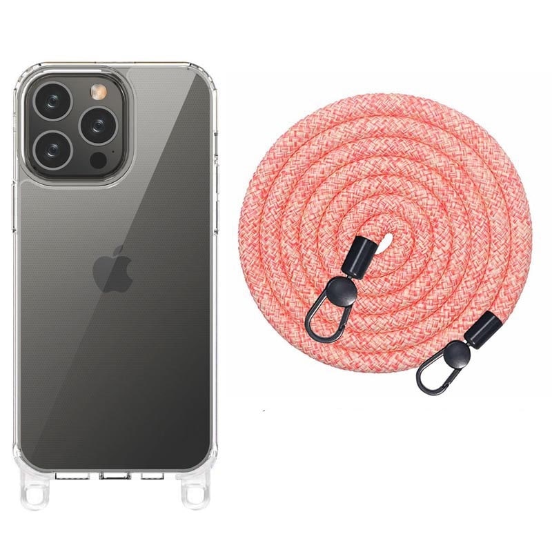 Чохол TPU Transparent with Straps для Apple iPhone 15 Pro (6.1") (Red / White)