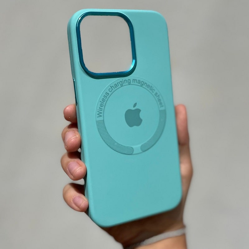 Чехол Silicone case Metal Camera with MagSafe (iPhone 13, Sea Blue)
