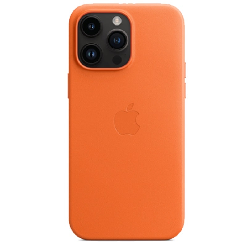 Чехол iPhone Leather Case with MagSafe 14 pro Max Orange