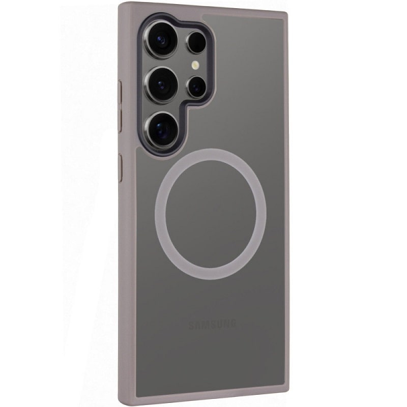 TPU+PC Чехол Metal Buttons with MagSafe Colorful для Samsung Galaxy S25 Ultra (Серый / Grey)