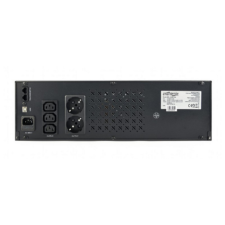ДБЖ EnerGenie UPS-RACK-2000 2000VA, Line Int., AVR, 3xIEC+2xSchuko, USB, LCD, RJ11 - фото 2