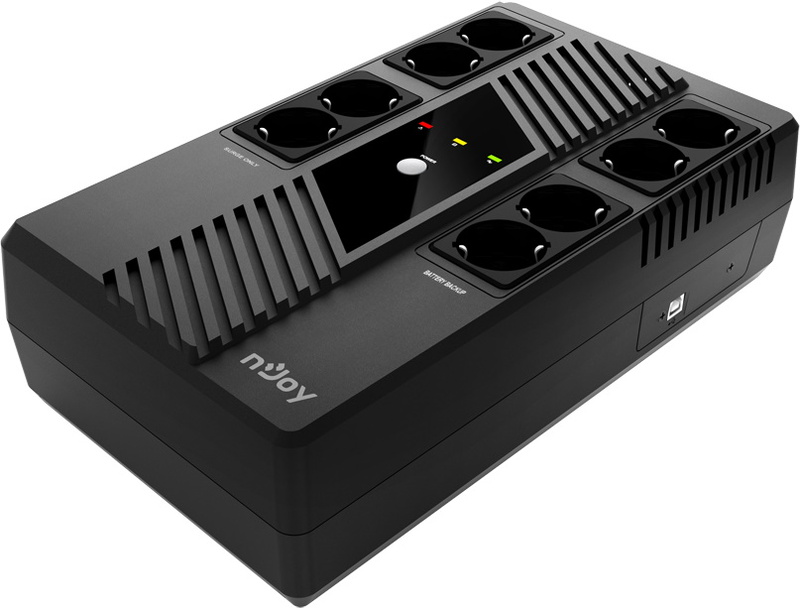 ИБП NJOY Token 600 (UPCSBLS660TTOAZ01B), Lin.int., 8 x Schuko, USB, пластик