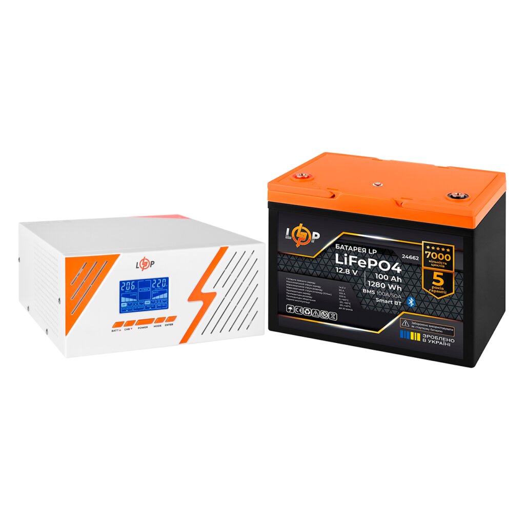 Комплект резервного питания LogicPower B1500 White + литиевая (LiFePO4) батарея 1280Wh