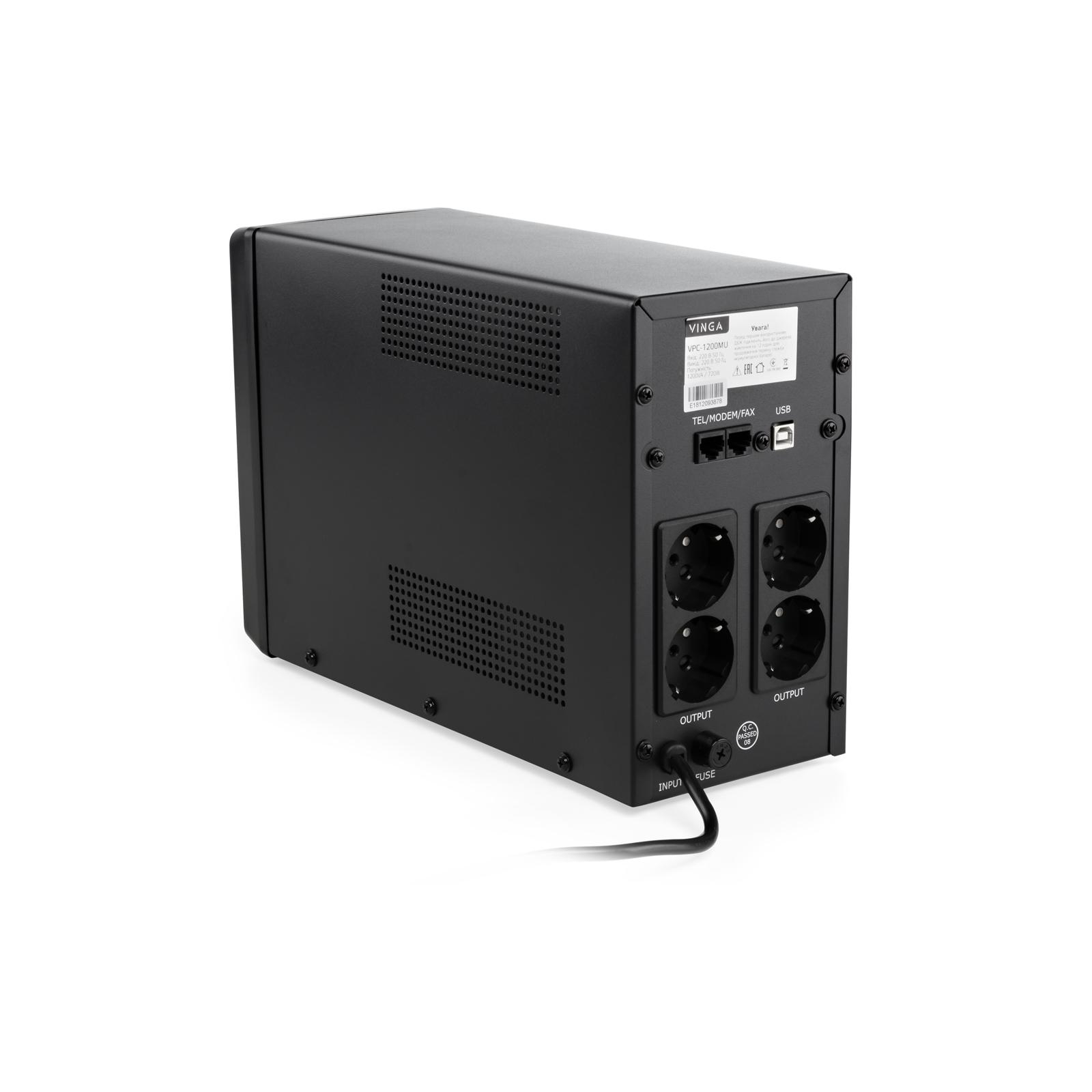 ДБЖ Vinga LCD 1200VA metal case with USB (VPC-1200MU) - фото 2