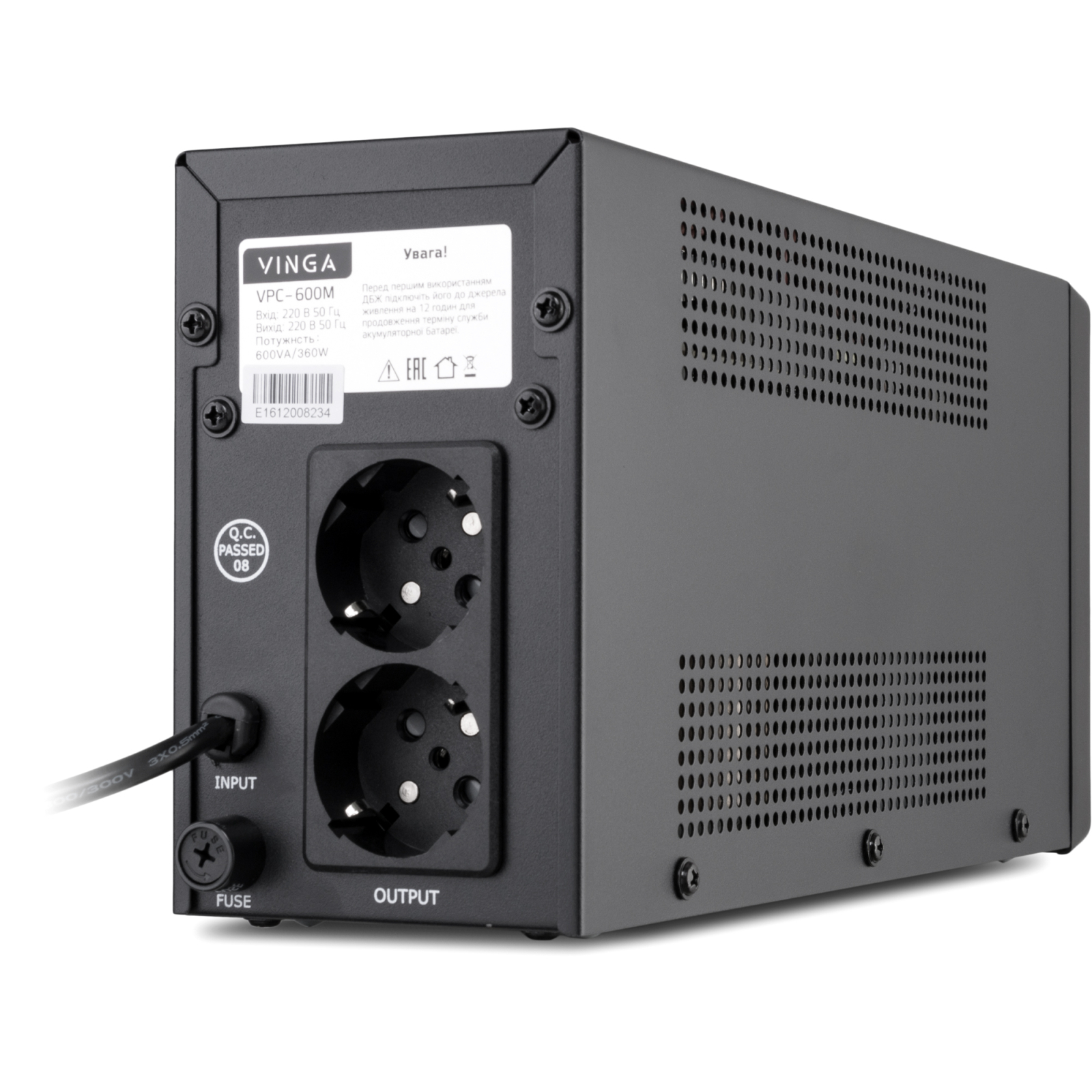 ИБП Vinga LCD 600VA metal case (VPC-600M) - фото 2