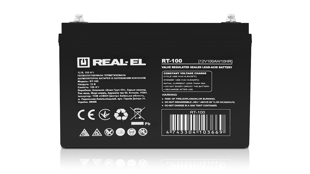 Аккумулятор для ИБП REAL-EL RT-100, 12V-100Ah (RT-100)