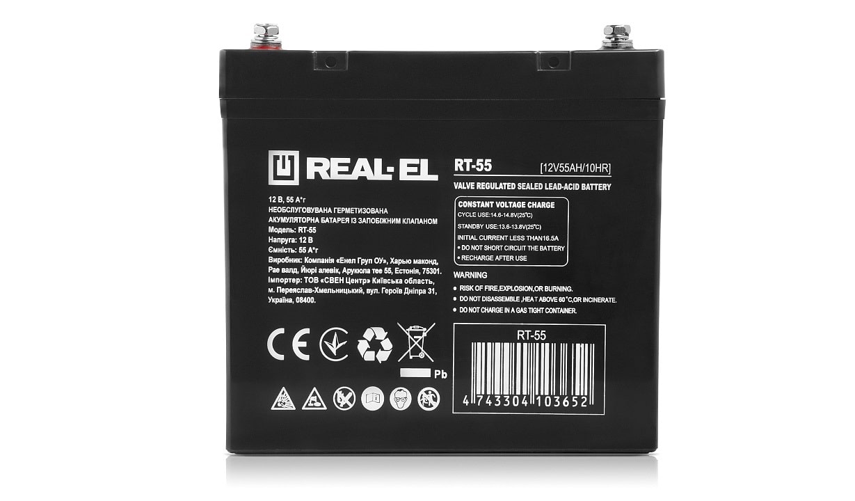 Аккумулятор для ИБП REAL-EL RT-55, 12V-55Ah (RT-55)