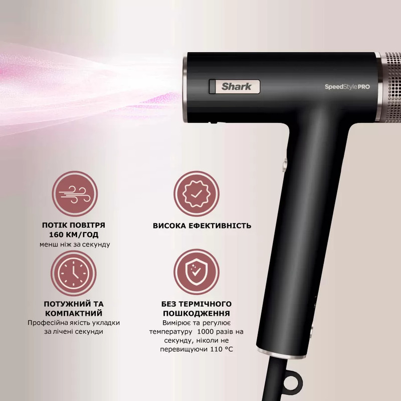 Фен Shark SpeedStyle 3-in-1 for Straight & Wavy Hair (HD731EU) Europe - фото 6 Фен Shark SpeedStyle 3-in-1 for Straight & Wavy Hair (HD731EU) Europe - фото 6