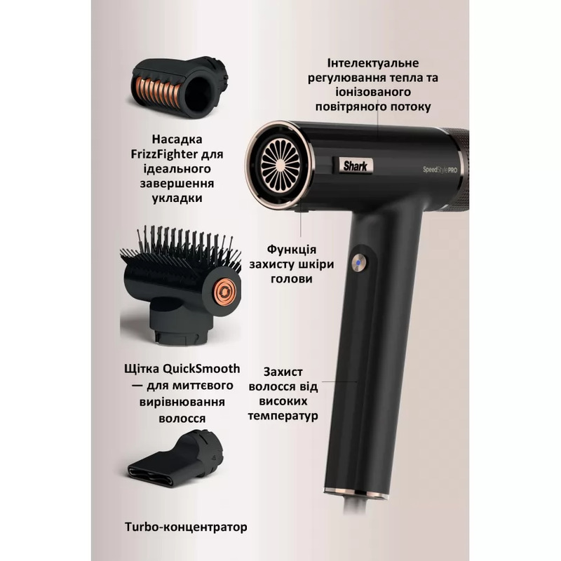 Фен Shark SpeedStyle 3-in-1 for Straight & Wavy Hair (HD731EU) Europe - фото 7 Фен Shark SpeedStyle 3-in-1 for Straight & Wavy Hair (HD731EU) Europe - фото 7