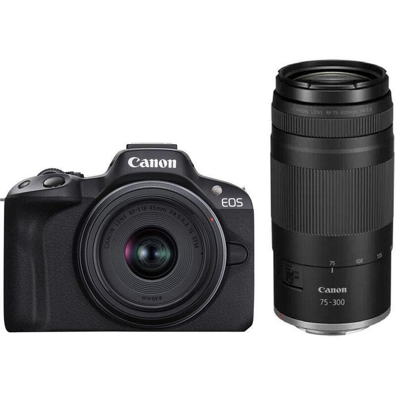 Беззеркальный фотоаппарат Canon EOS R50 + RF-S 18-45 IS STM + RF75-300 IS STM Black