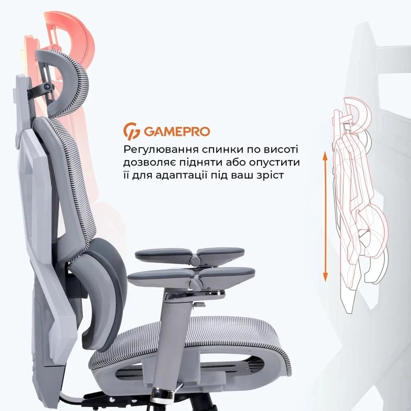 Геймерське крісло GamePro EDGE GC820MG Grey - фото 1