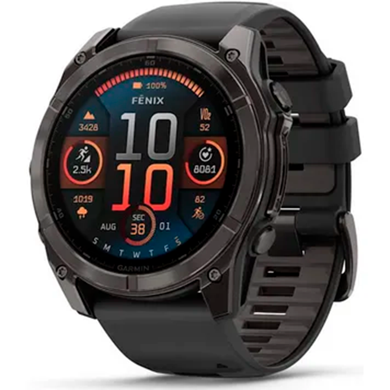 Смарт-годинник Garmin Fenix 8 51mm AMOLED Sapphire Carbon Gray DLC Titanium with Black Silicone (010-02905-63)