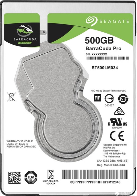 Накопитель HDD 2.5" SATA 500GB Seagate BarraCuda Pro 7200rpm 128MB (ST500LM034)