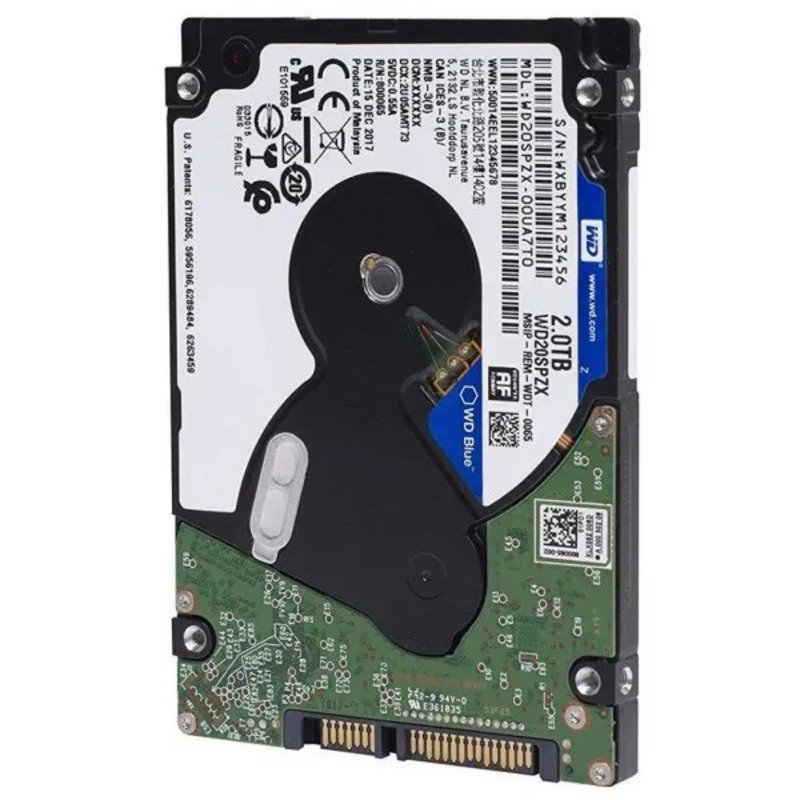 Накопитель HDD 2.5" SATA 2.0TB WD Blue 5400rpm 128MB (WD20SPZX) - фото 2