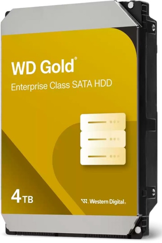 Запам’ятовувальний пристрій на жорстких дисках (HDD) SATA 4TB 7200RPM 6GB/S 256MB GOLD WD4004FRYZ WDC - фото 1