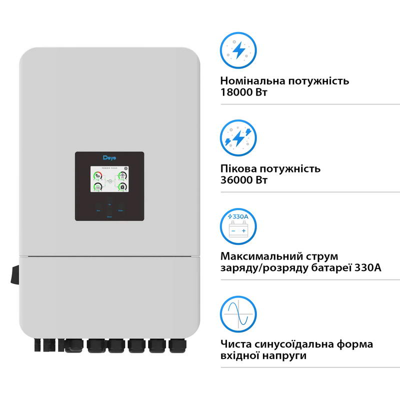 Гибридный инвертор Deye SUN-18K-SG05LP3-EU-SM2  18kW 48V 3Ф - фото 1
