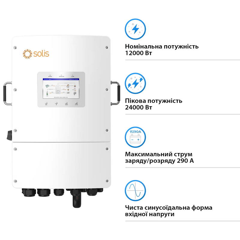 Комплект інвертор SOLIS S6-EH3P12K-L 12KW + 3 шт Акумуляторна батарея для ДБЖ Dyness DL5.0C - фото 1