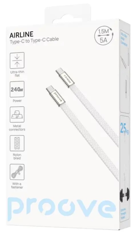 Кабель Proove AirLine Type-C to Type-C 240W (1.5m) (white) (CCAI24002202) - фото 2