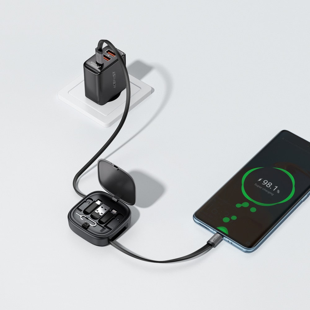Кабель Acefast J3 USB + USB-C + Lightning Travel Set (Black) - фото 2 Кабель Acefast J3 USB + USB-C + Lightning Travel Set (Black) - фото 2
