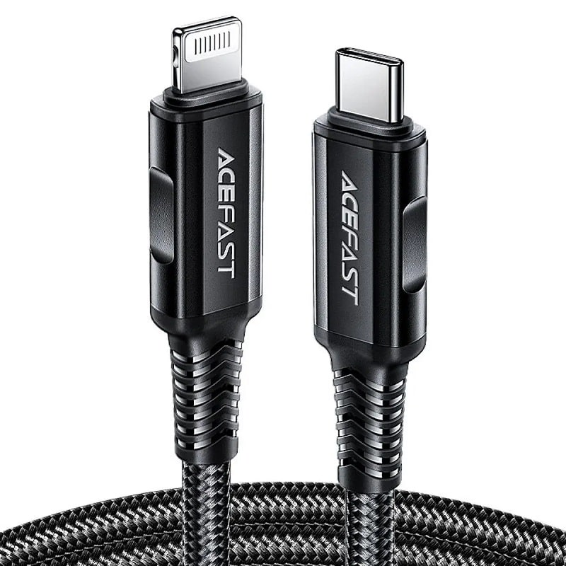 Кабель Acefast C4-01 Type-C to iP 3A, 30W, 1.8m, nylon, zinc connectors, Black