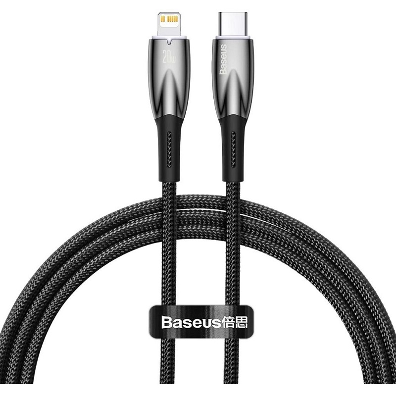 Кабель Baseus Glimmer Series Fast Charging Type-C to Lightning 20W (1m) (black) (CADH000001)